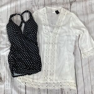 316. Ralph Lauren Polka Dot One Piece Swim Dress NWOT Size 14